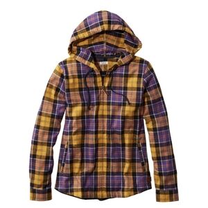 L.L. Women s Scotch Plaid Flannel Shirt Relaxed Zip Hoodie